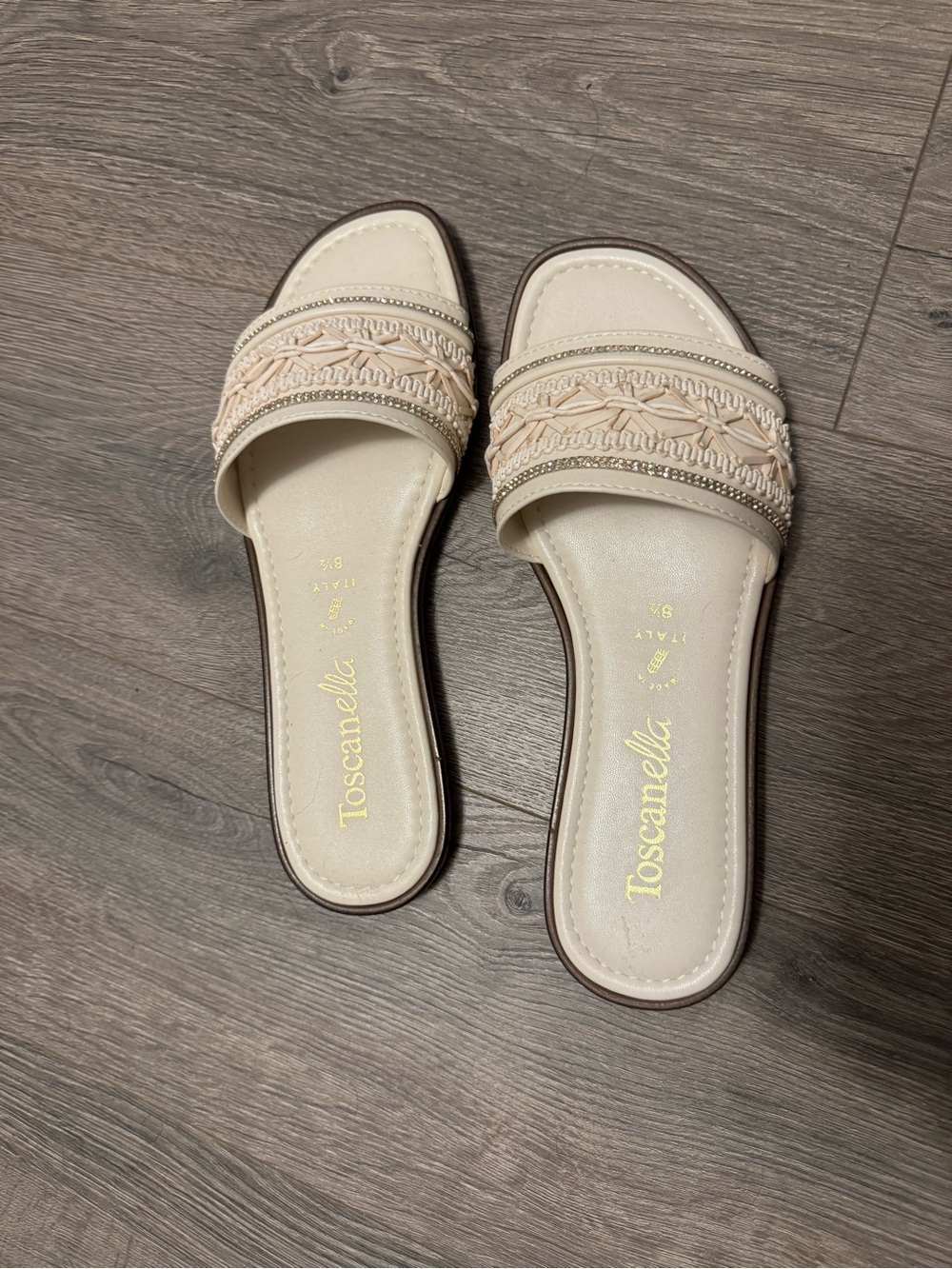 Toscanella Women's Neutral Braided Slide Sandals